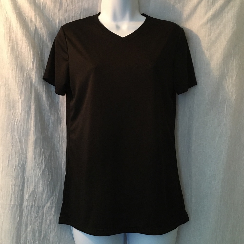 Black v-neck tee - workout top - V-neck Shirt - Hanes Cool Dri
